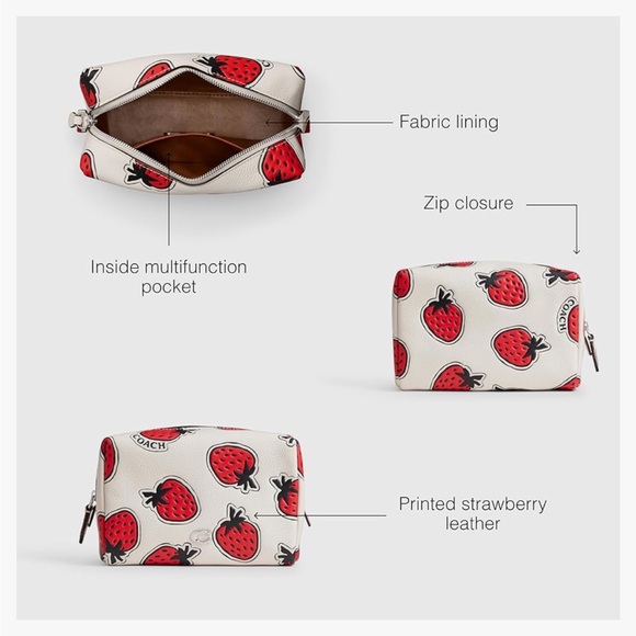 New! Coach Strawberry Cosmetic Pouch - Picture 3 of 6